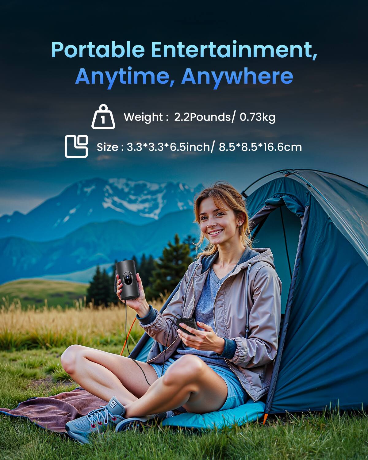 Portable Entertainment, Anytime, Anywhere

Weight: 2.2Pounds / 0.73kg

Size: 3.3*3.3*6.5inch / 8.5*8.5*16.6cm