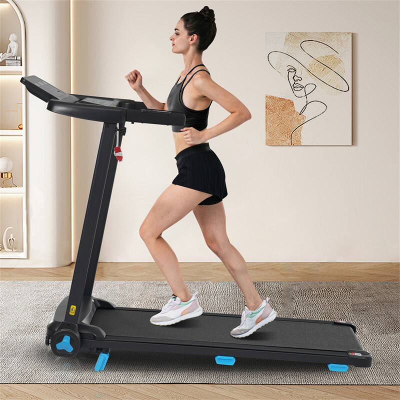Alt View 4. HTUTWOO - Treadmill with Incline - 3.0HP Foldable Treadmills for Home, 10.0MPH, 300 LBS, Heart Rate,Type C & USB Charge,Bluetooth - Black.