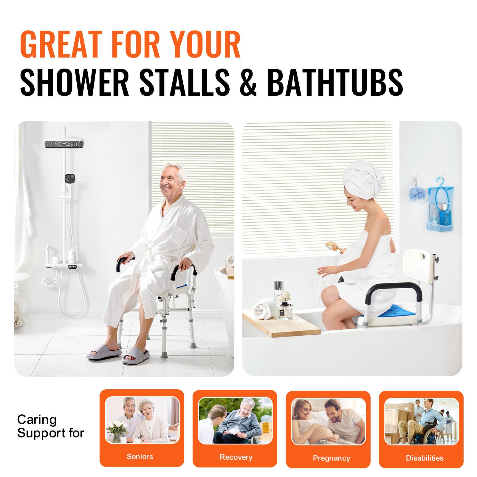 GREAT FOR YOUR SHOWER STALLS & BATHTUBS

Caring Support for Seniors, Recovery, Pregnancy, Disabilities