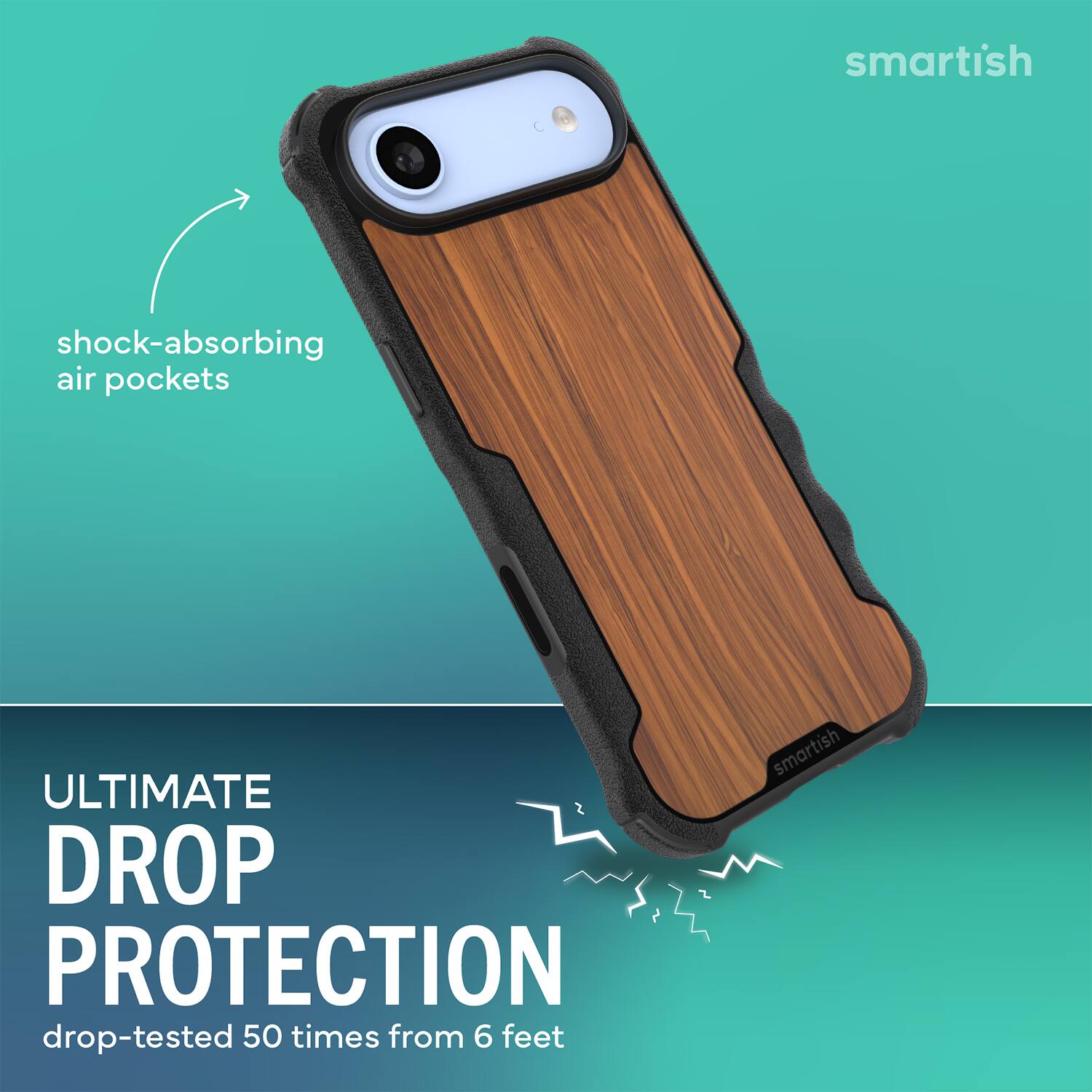 smartish shock-absorbing air pockets ULTIMATE DROP PROTECTION drop-tested 50 times from 6 feet smartish