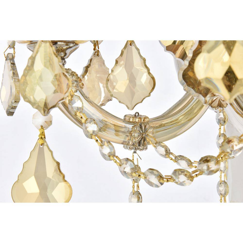 Alt View 3. Elegant Lighting - Maria Theresa 3 light Golden Teak Wall Sconce Golden Teak - Golden Teak.