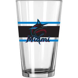 Logo Brands - Miami Marlins 16oz. Stripe Pint Glass - Multicolor