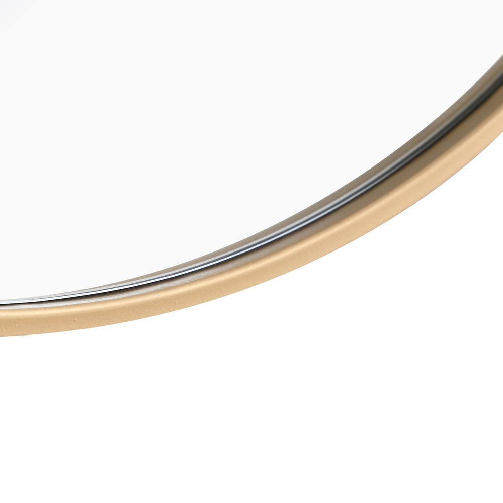 Left. Elegant Decor - Metal frame Round Mirror 28 inch Brass finish - Brass.