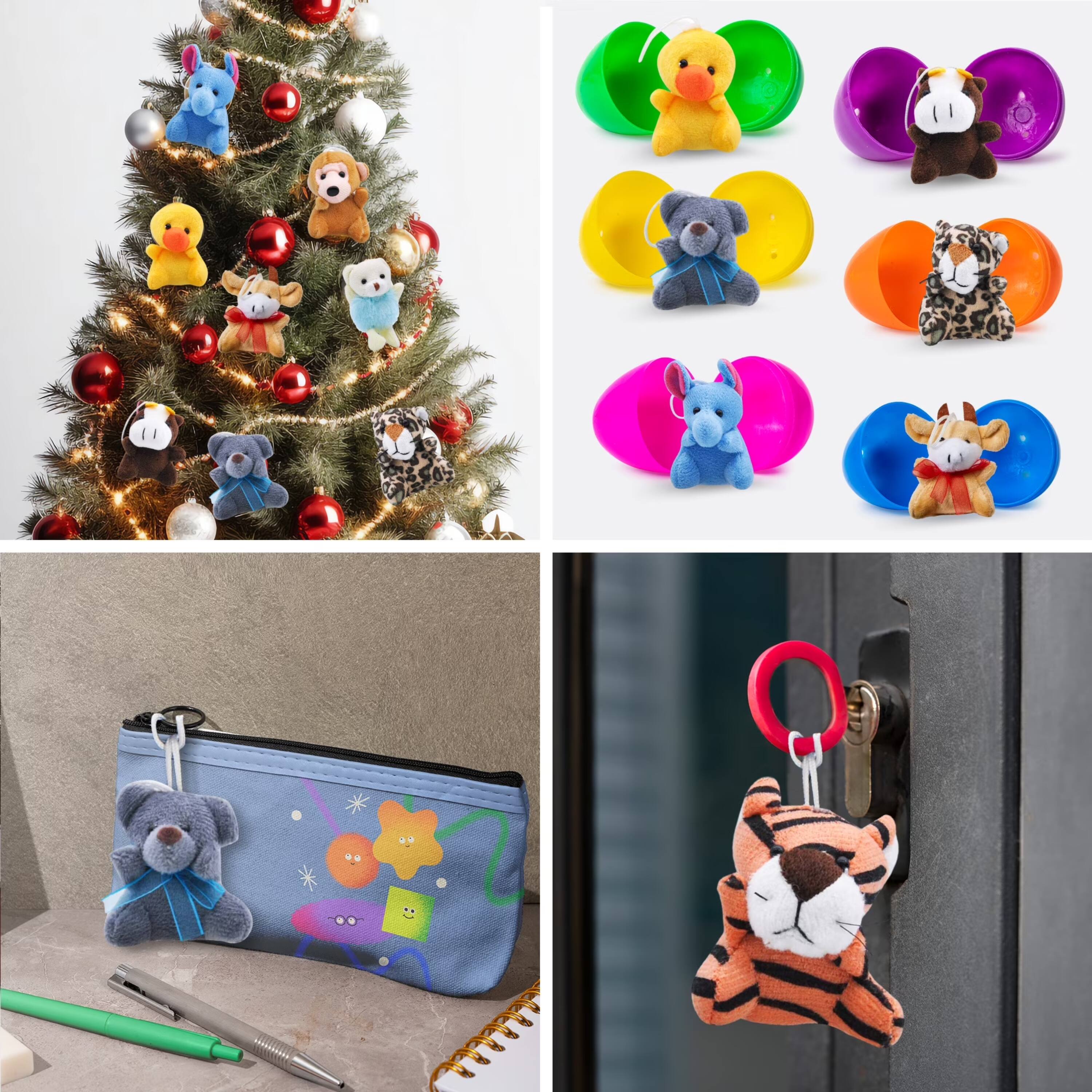 Alt View 3. Joyfy - 36Pcs Kids Mini Plush Animal Toy Set Bulk Stuffed Keychain Party Favors Decoration Toys Carnival Prizes Birthday Gift.