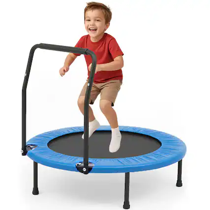 Front. Sugift - Kids Trampoline Rebounder with Padded Handrail, Foldable Mini Indoor Trampoline.