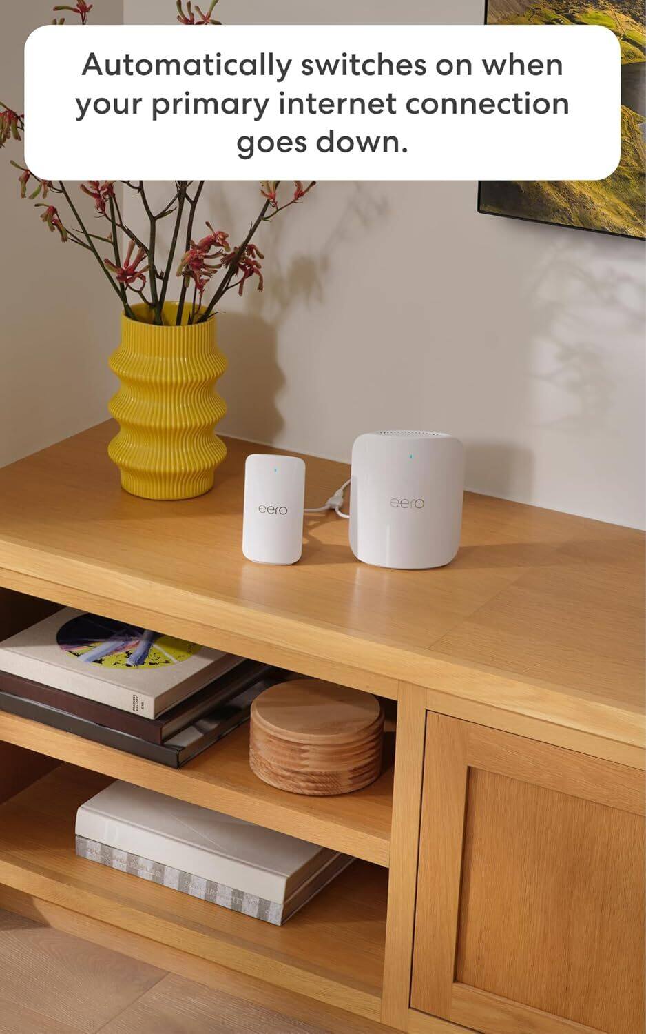Automatically switches on when your primary internet connection goes down.