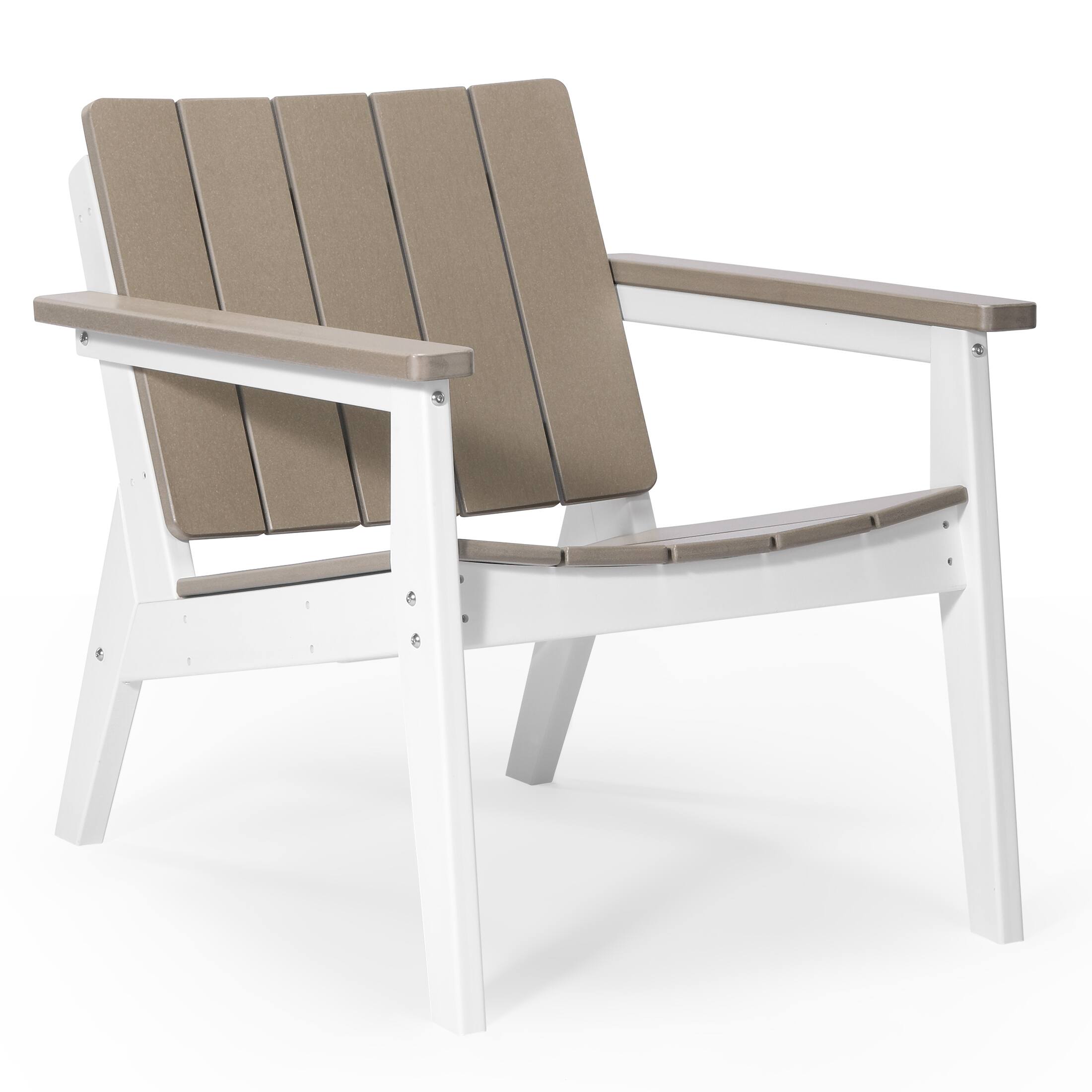 Left. WestinTrends - WestinTrends Pacifica 3-Piece Outdoor HDPE Conversation Set with Deep Seating Chairs and Round Side Table - White/Weathered Wood.