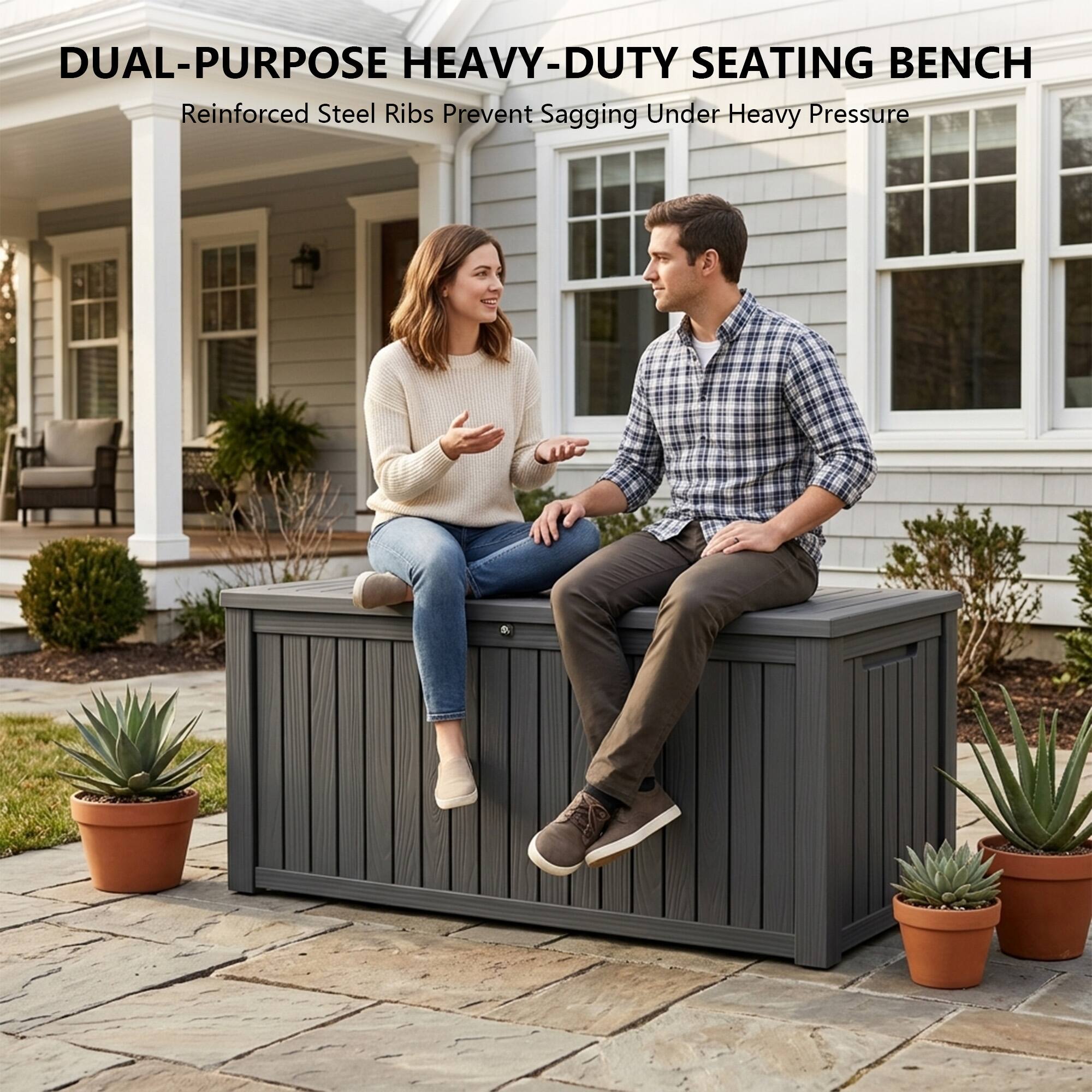 DUAL-PURPOSE HEAVY-DUTY SEATING BENCH  
Reinforced Steel Ribs Prevent Sagging Under Heavy Pressure