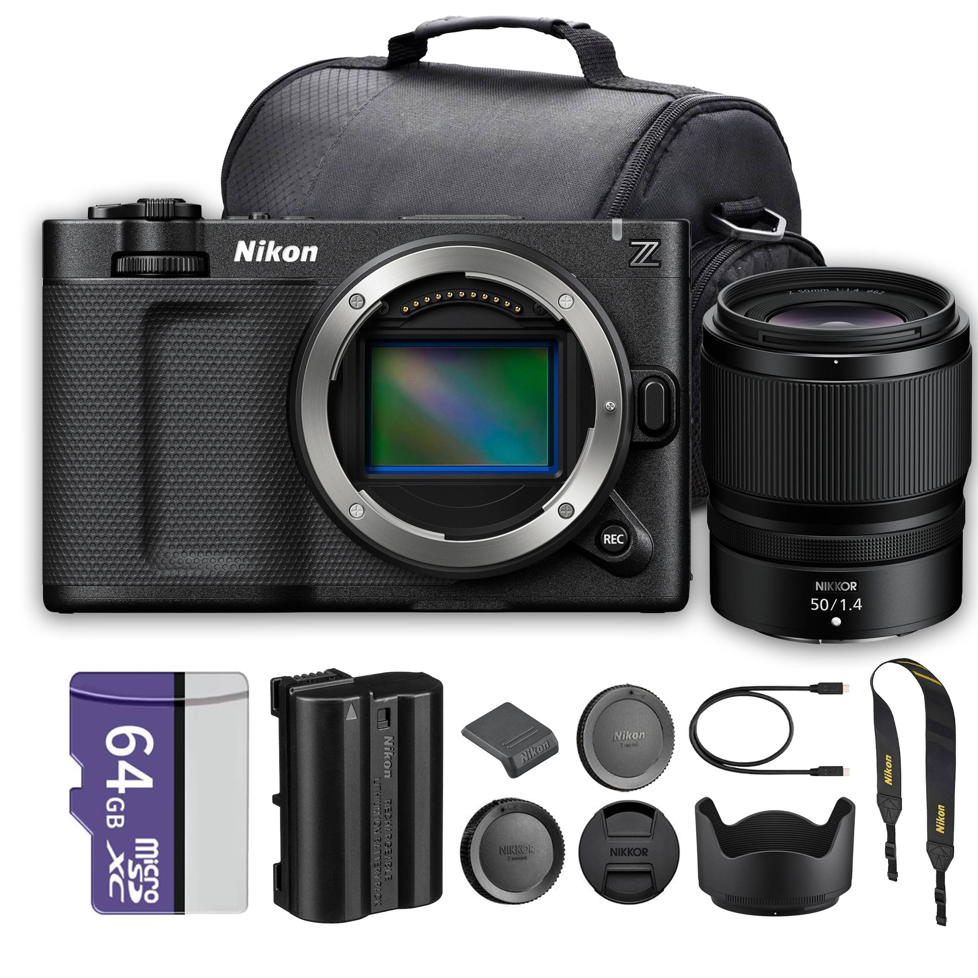 Nikon - ZR Cinema Camera with 50mm f/1.4 Lens Kit + Camera Bag + 64GB Memory Card - Black