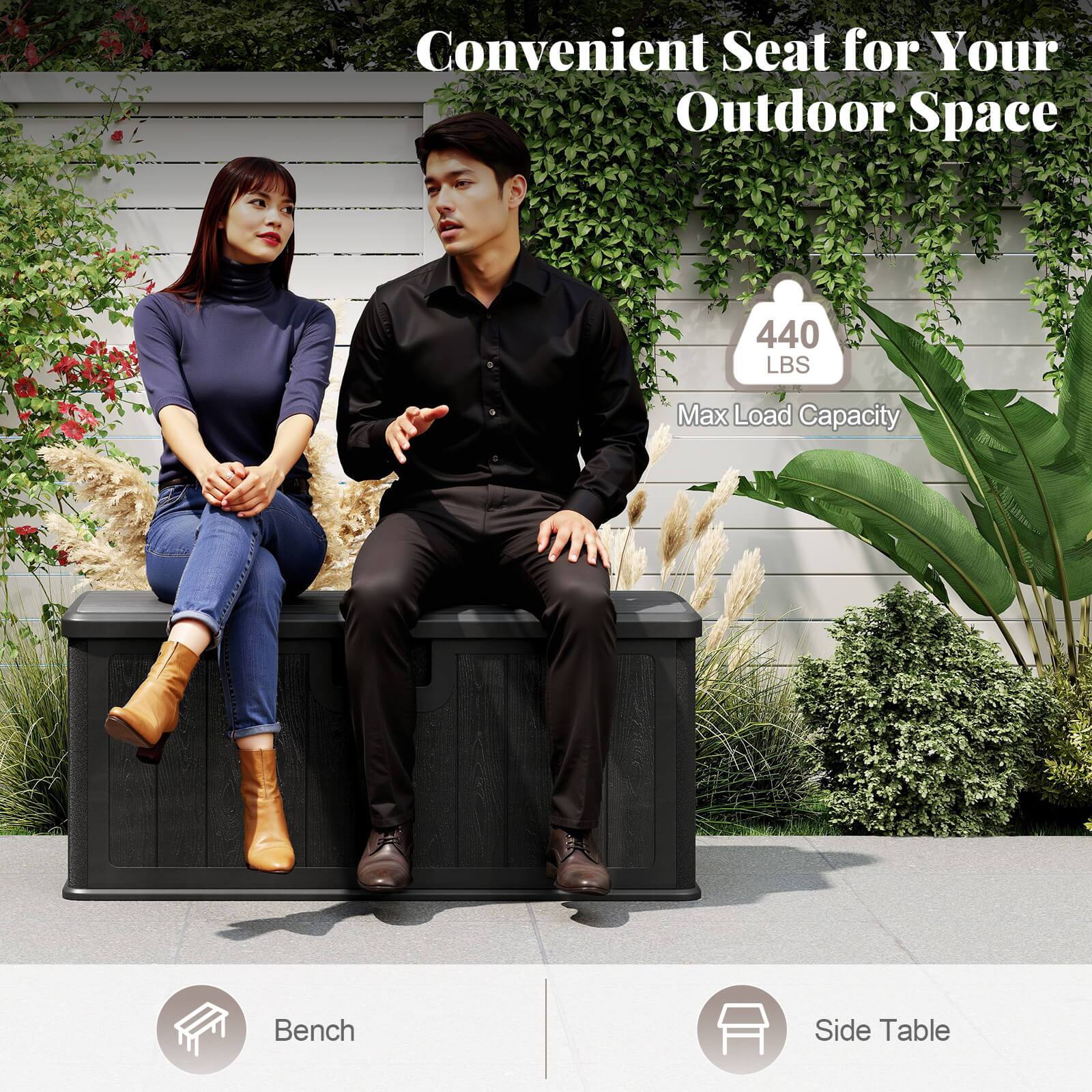 Convenient Seat for Your Outdoor Space

440 LBS Max Load Capacity

Bench

Side Table