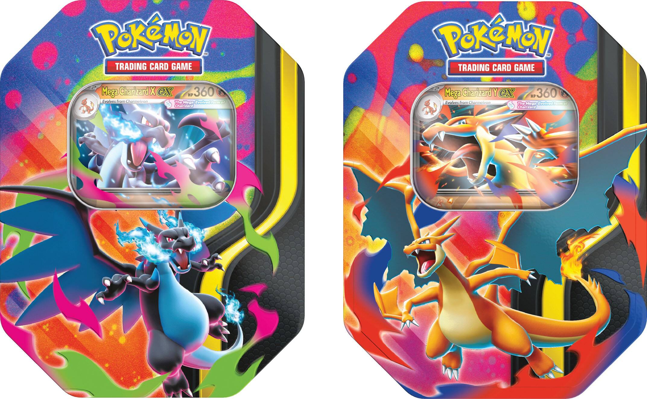 Pokémon™ Trading Card Game  
Pokémon T Trading Card Game  

Mega Charizard X ex  
HP 360  
Evolves from Charizard  
The Mega-Evolved Forme of Charizard  

Mega Charizard Y ex  
HP 360  
Evolves from Charizard  
The Mega-Evolved Forme of Charizard