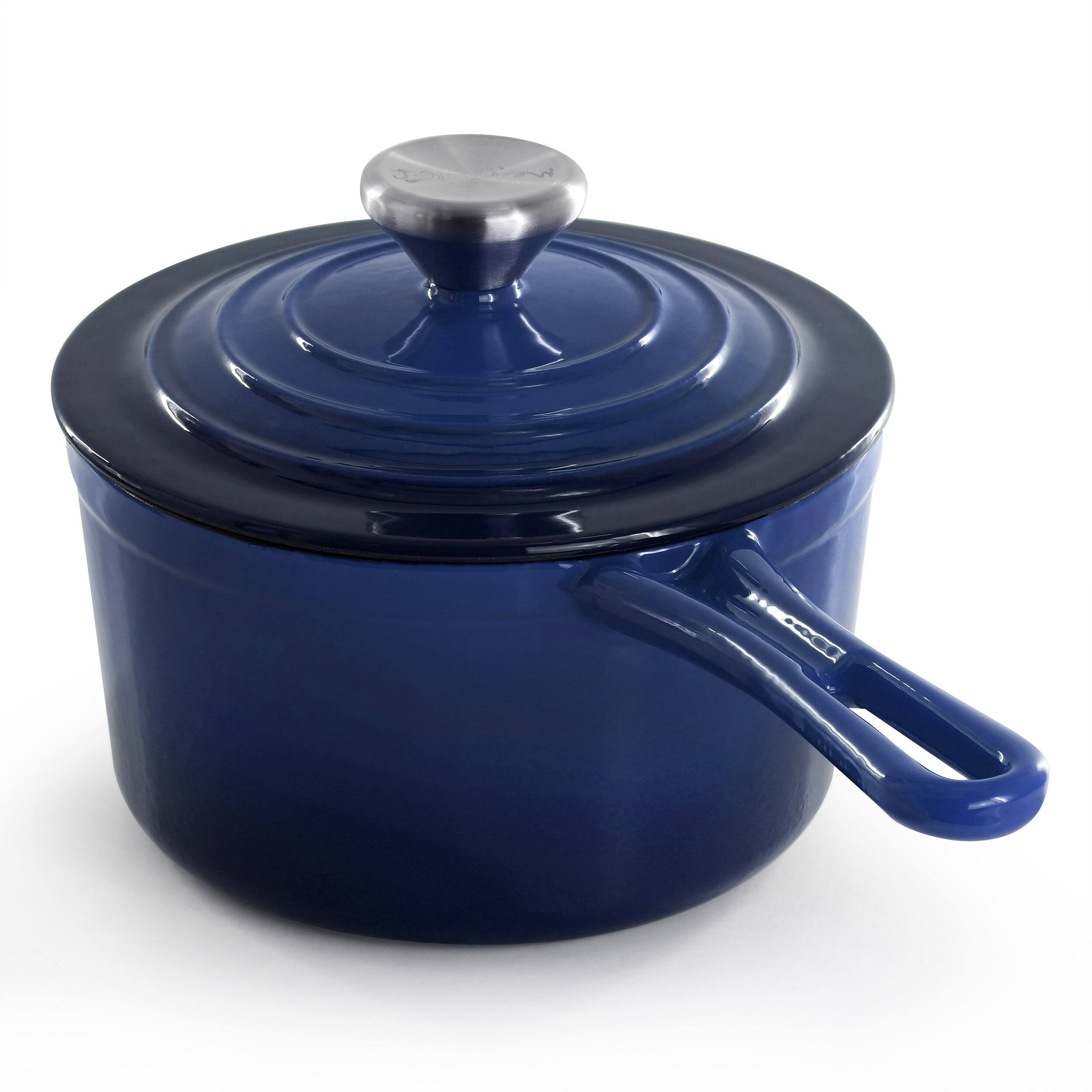 Alt View 1. Mega Chef - MegaChef 2 Quart Enameled Cast Iron Sauce Pan in Gradient Dark Blue - Dark Blue.