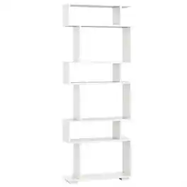 Pefilos - 6-Tier Geometric Bookshelf - Stable Build Scratch-Proof, 2 Anti-Tip Kits, Home Office Storage - White
