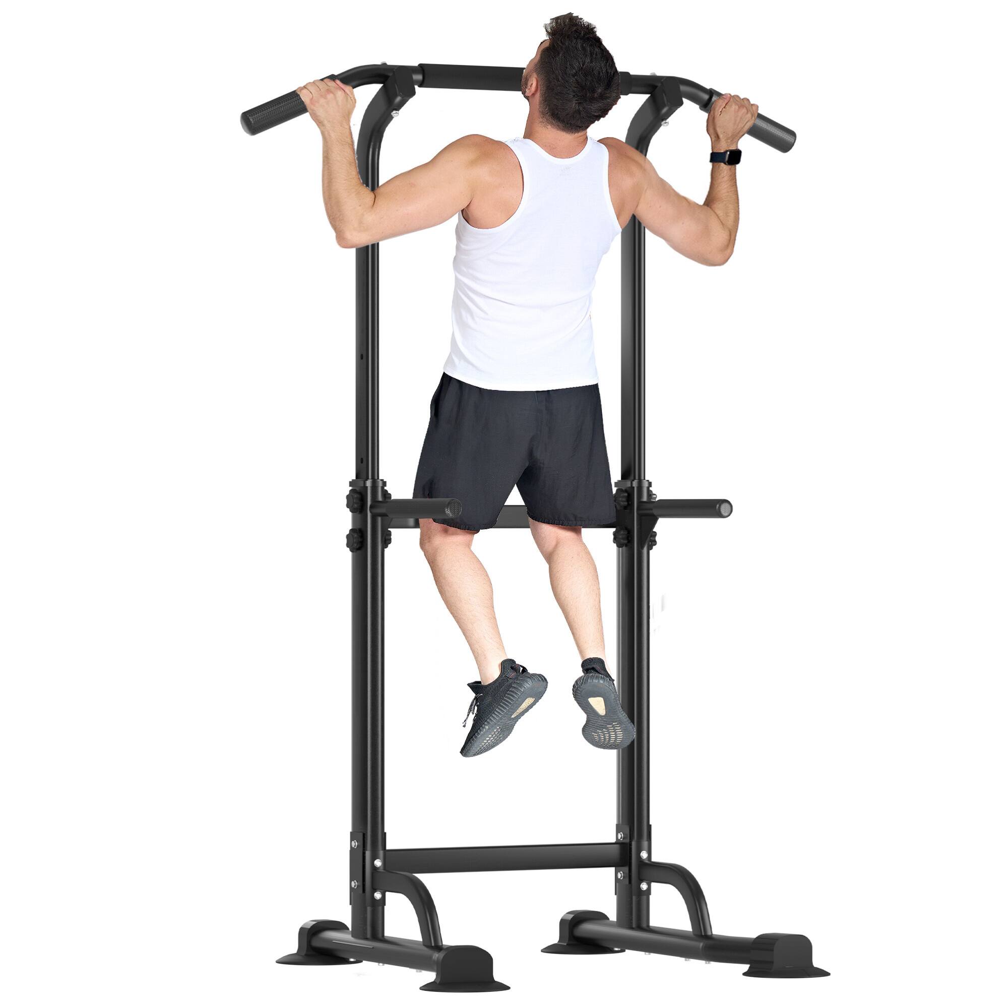 Alt View 4. ELEMENT ACE - Multifunctional Adjustable Pull Up Bar and Dip Station with 10 Height Settings for Complete Home Strength Training - Black.