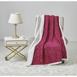 Noble House - Louvre Plush All Season 50"x60" Sherpa Throw - Burgundy