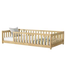 GOODSILO - Twin Size Low-Profile Youth Bed with Secure Enclosure Frame, Solid Wood Construction, Neutral Finish - Natural