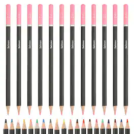 Unique Bargains - Colored Pencils, Oil-Based Drawing Pencils for Adult Coloring Books, Artists, Beginners, 12pcs - Light Pink