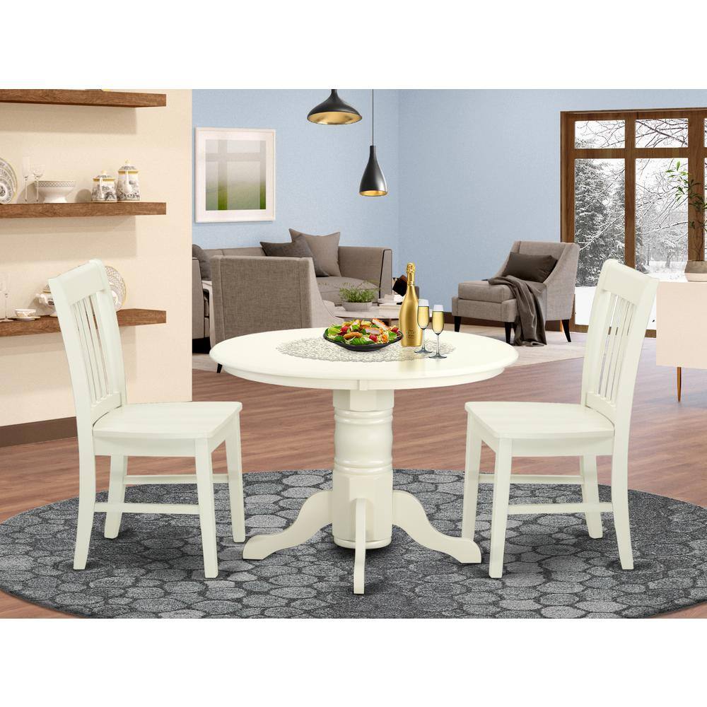 Left. East West Furniture - Dining Room Set Linen White - Brown.
