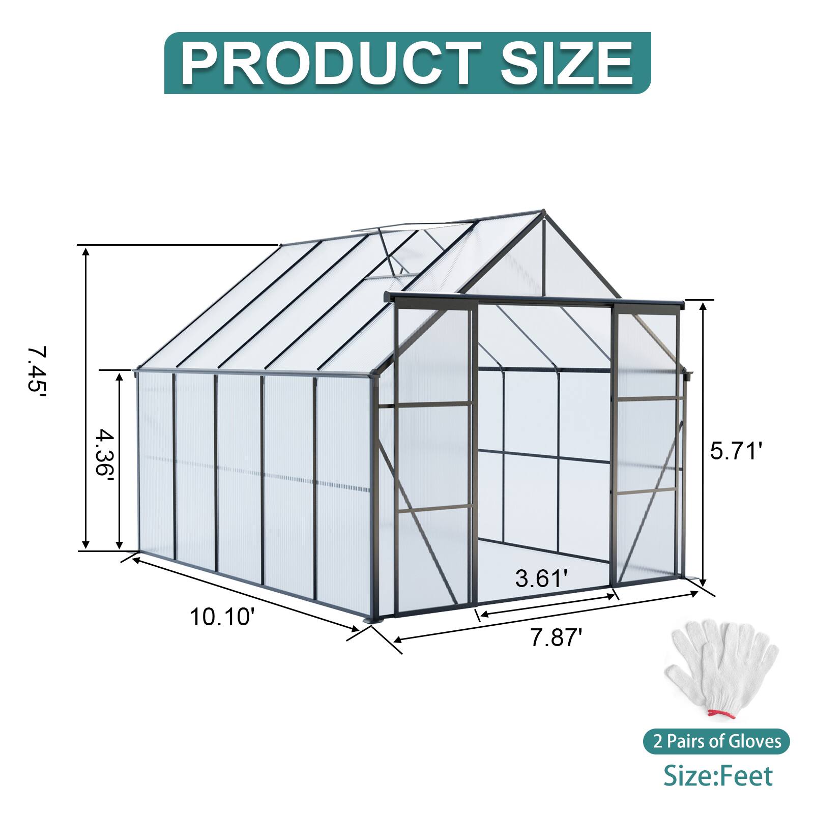 Left. TinyHomie - 8x10FT Double Door Polycarbonate Greenhouse Raised Base and Anchor Aluminum Heavy Duty Walk-in Greenhouses in All Season.