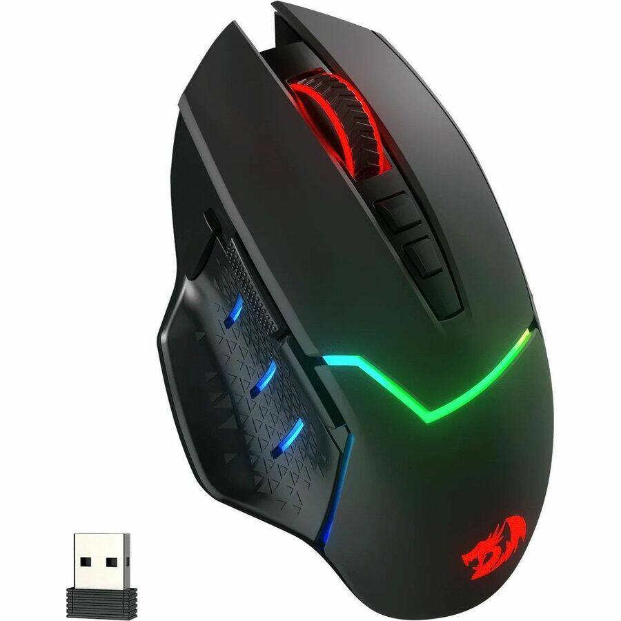Angle. REDRAGON - M690 PRO Wireless Gaming Mouse, 8000 DPI, w/ Rapid Fire Key, 8 Macro Buttons, Ergonomic Design for PC/Mac/Laptop - black.