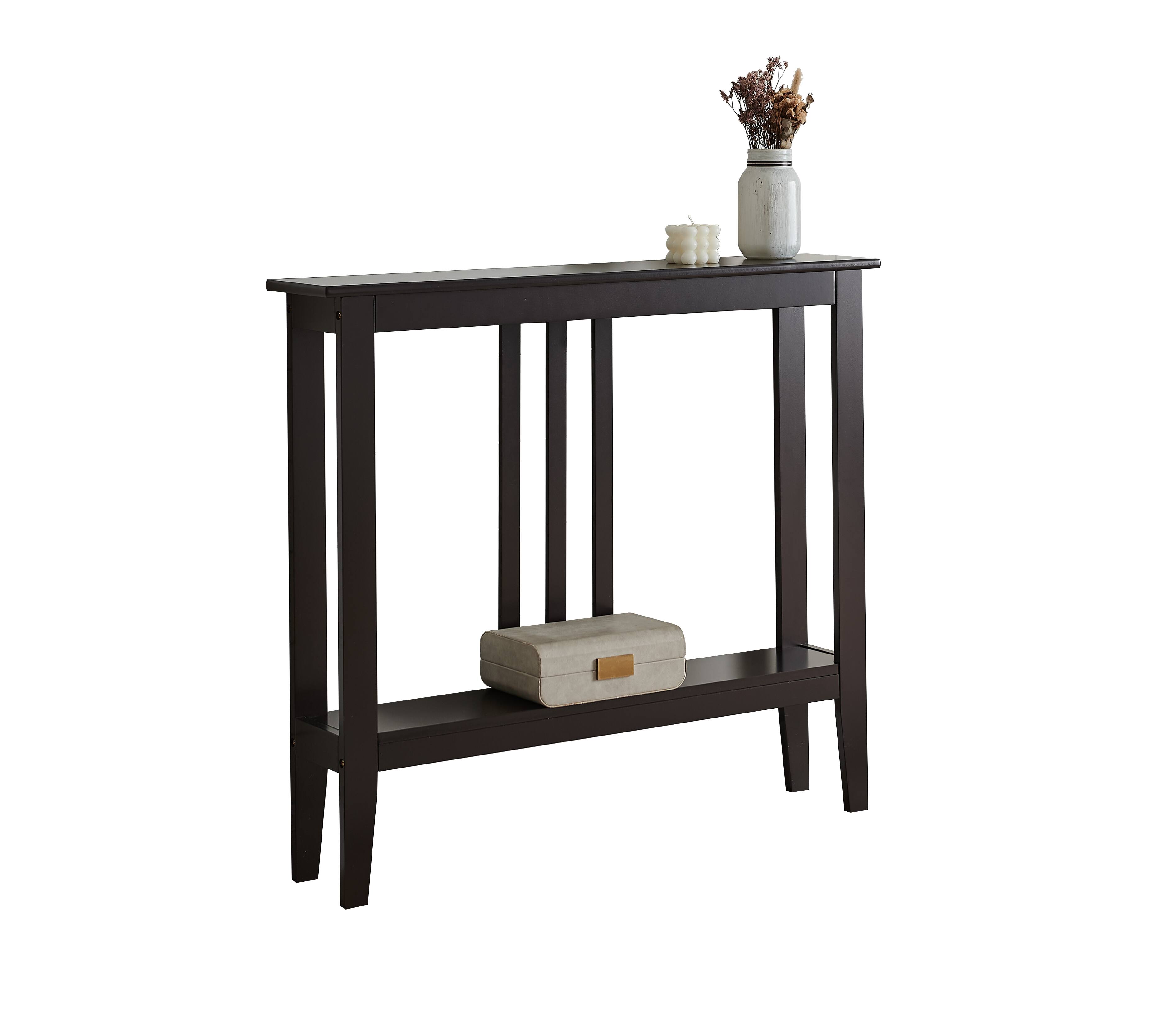 Angle. Kings Brand Furniture - Kings Brand Furniture Entryway Table - Narrow Console Table - Console Table with Storage - Dark Brown.