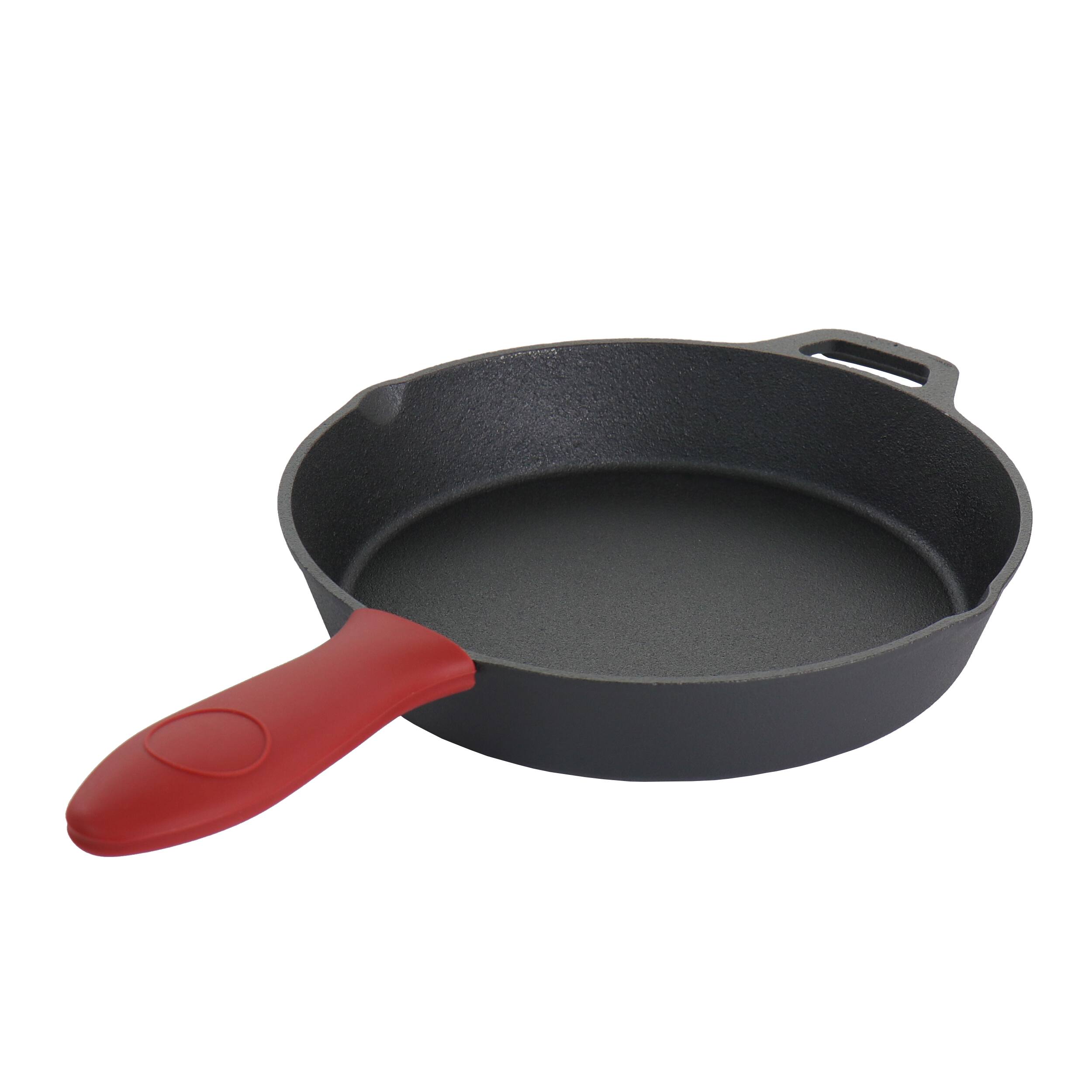 Alt View 3. Mega Chef - MegaChef Pre-Seasoned Cast Iron 6 Piece Set with Red Silicone Holders - Black and Red.