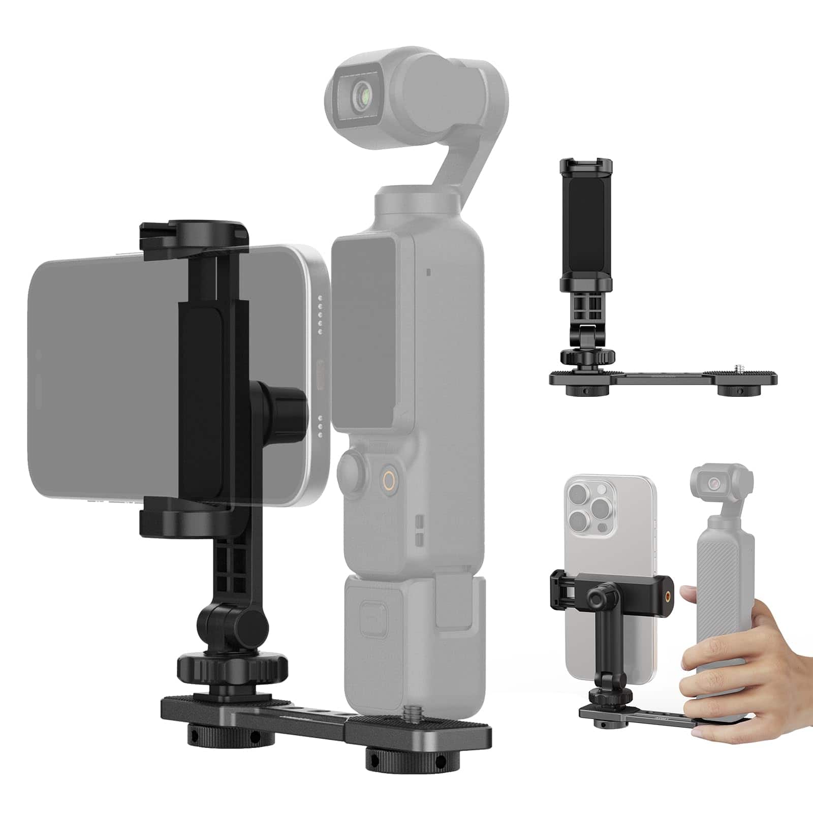Neewer - Phone Holder Mount for DJI Osmo Pocket 3 - with Cold Shoe & 1/4" Thread for Tripods & Accessories - Black