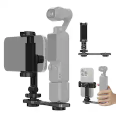 Front. Neewer - Phone Holder for DJI Pocket 4 & 3, 1/4" Thread, Cold Shoe, for Tripod/Mic/Light, AC021 - Black.