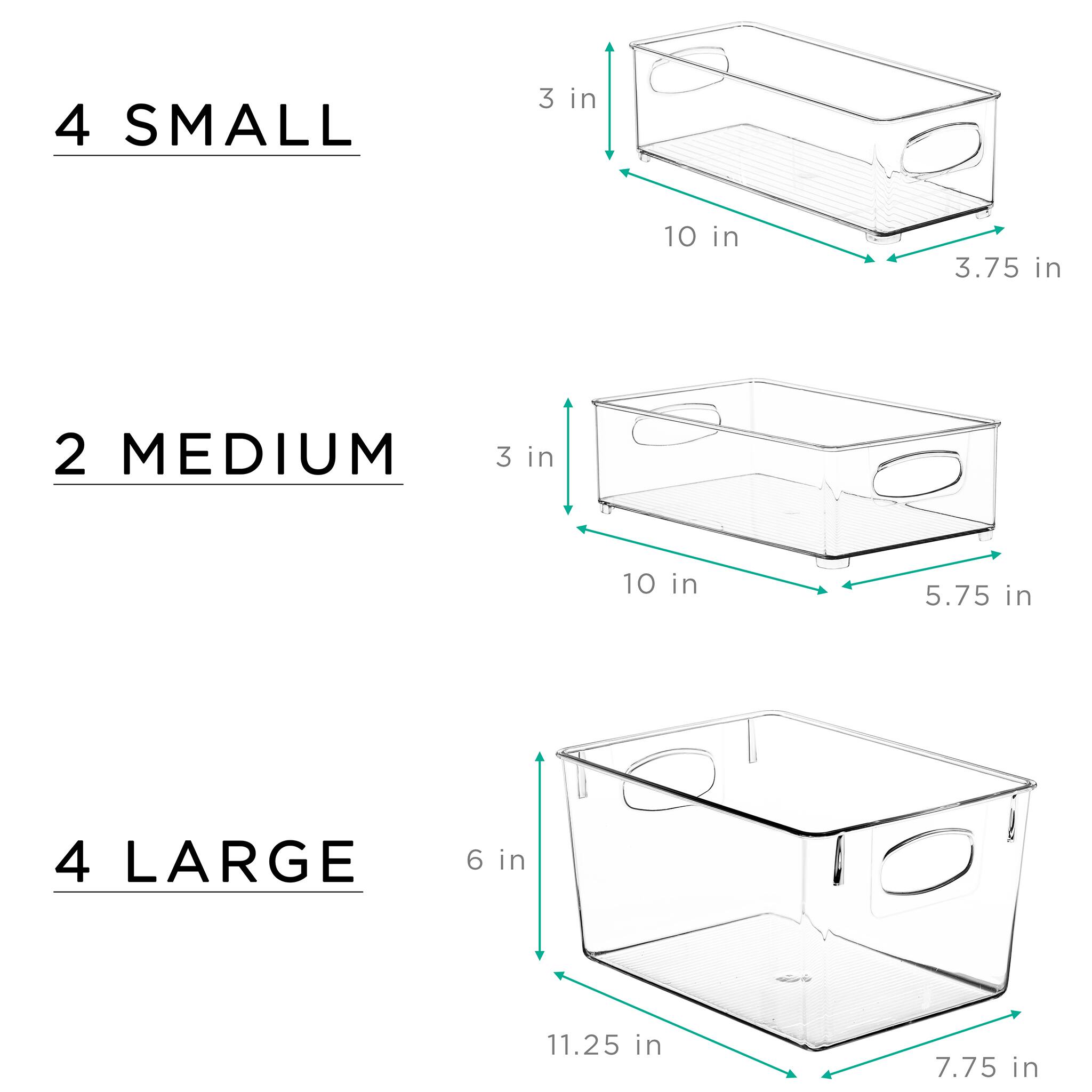4 SMALL  
3 in x 10 in x 3.75 in  

2 MEDIUM  
3 in x 10 in x 5.75 in  

4 LARGE  
6 in x 11.25 in x 7.75 in