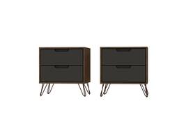 Manhattan Comfort - Rockefeller Mid-Century Modern 20" Nightstand - Set of 2 - Gray