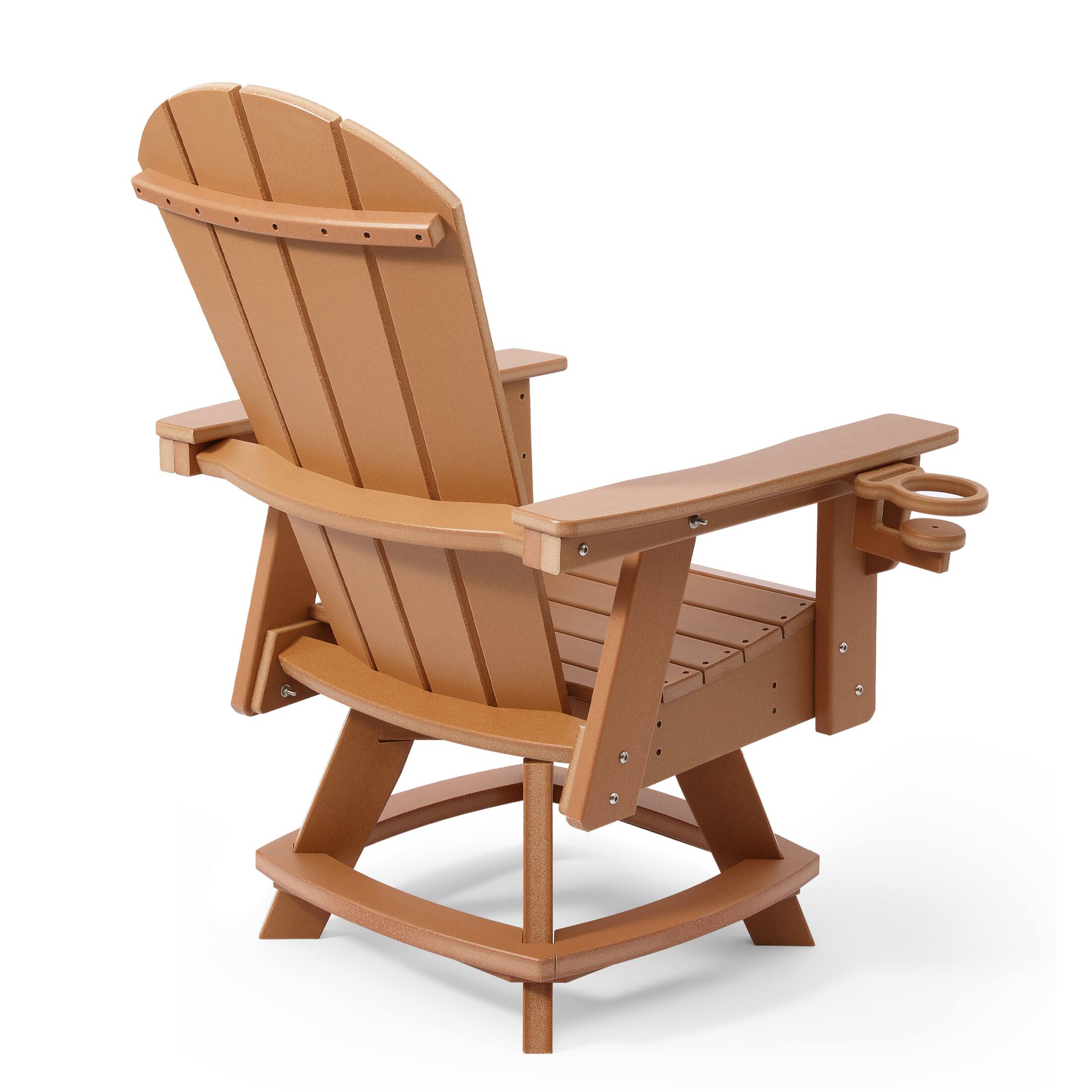 Back. WestinTrends - WestinTrends Malibu Outdoor HDPE Swivel Adirondack Patio Dining Chair With Cup Holder - Teak.