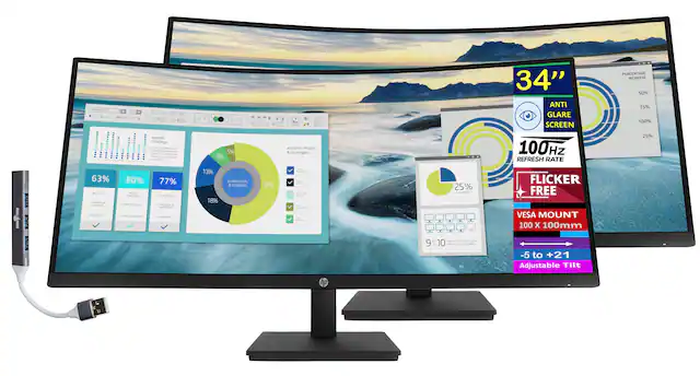 mNA . a - A 34" ANTI GLARE SCREEN PERCENTAGE INCREASE 50% 75% 100% overall strategy - - 4 - m - cetorate -ng - - - - - Propration 5% 8% analysis ress & strategies 100Hz REFRESH RATE 25% PUtL DOCK I I I 63% slgribert saarstes + mnalets tamaunes 80% conttere maitating can -e chou computing 77% snamatin n + neiaion - 13% 18% productivity & progress 56% - - - | d | I - - -- 25% - ! - - - - 9 10 shuarto -. settitr FLICKER FREE VESA MOUNT 100 X 100mm -5 to +21 Adjustable Tilt hp