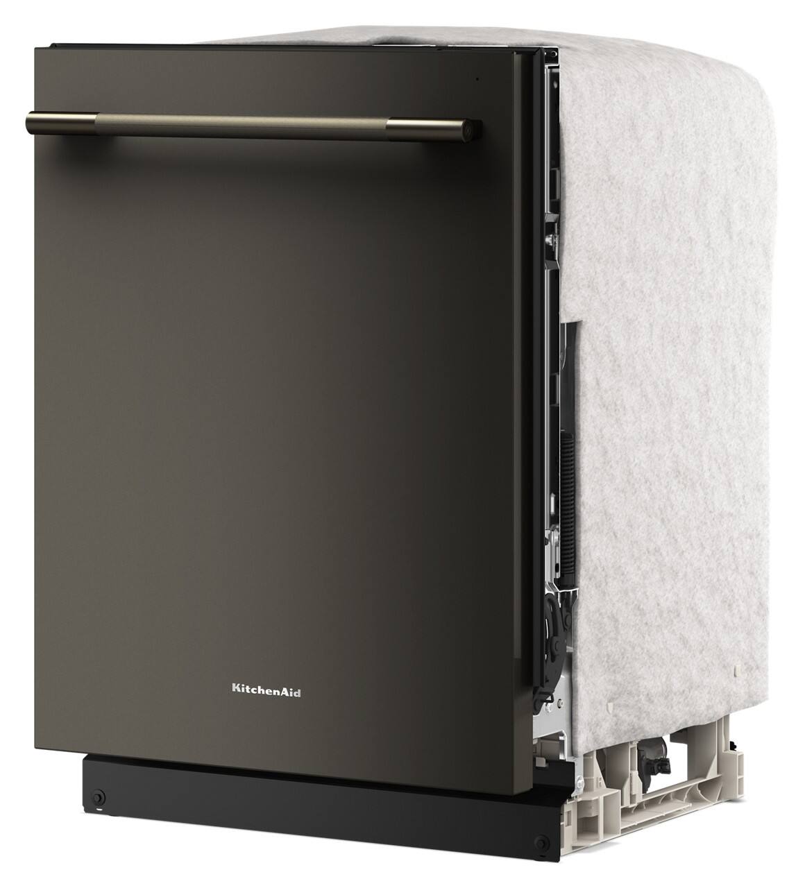 Left. KitchenAid - 24" Top Control Built-In Dishwasher with 360 Max Jets Third Rack and ProDry System, 44 dBA - Black Ore.