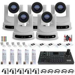 5 x PTZOptics Move SE PTZ Camera with 30x Optical Zoom (PT30X-SE-WH-G3) + SuperJoy PTZ Controller + 5 x Wall Mount