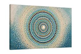 FC Design - Large Canvas 24x36" Mandala Circle Teal Blue Pattern Art Painting Home Wall Décor - MultiColor
