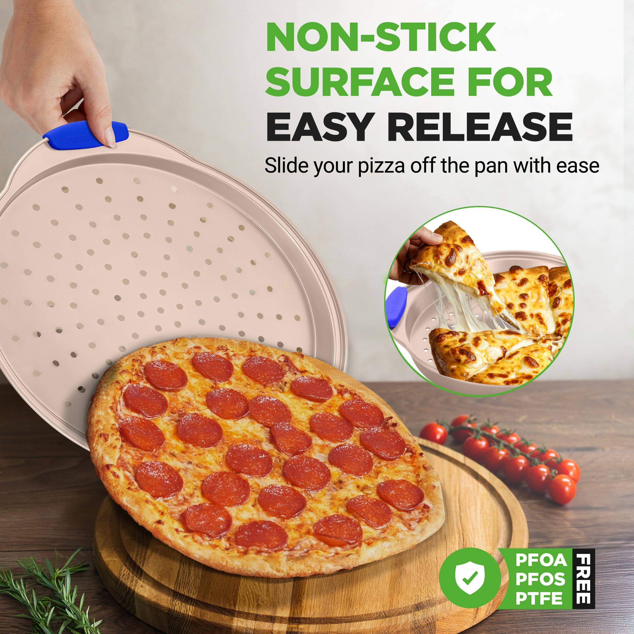 NON-STICK SURFACE FOR EASY RELEASE  
Slide your pizza off the pan with ease  

PFOA PTFE PFOS FREE