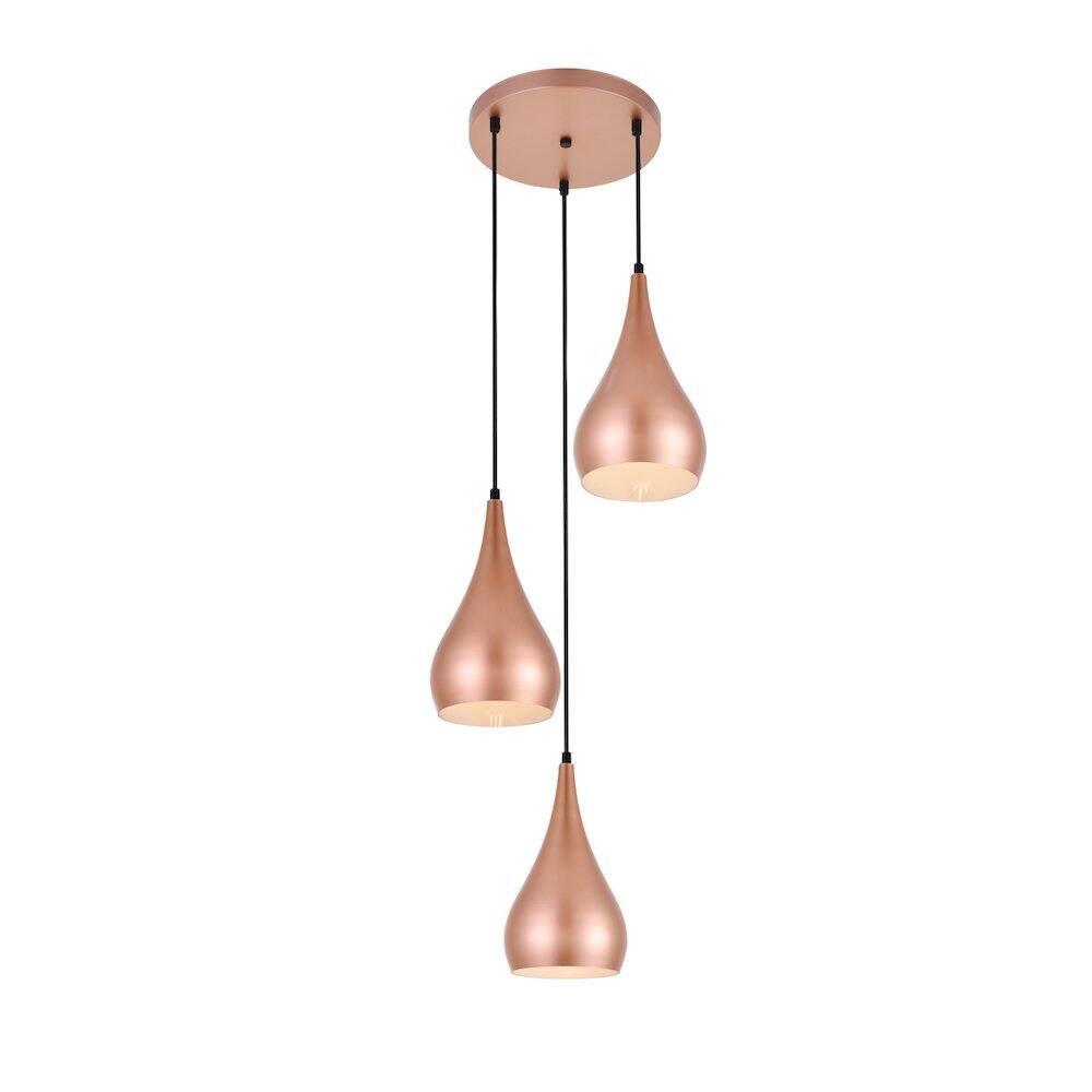 Alt View 2. Living District - Nora 3 Light Honey Gold Pendant - Honey Gold.