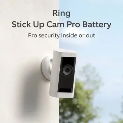 Ring Stick Up Cam Pro Battery Indoor/Outdoor Security Camera with 3D Motion Detection, HDR Video & Color Night Vision, White