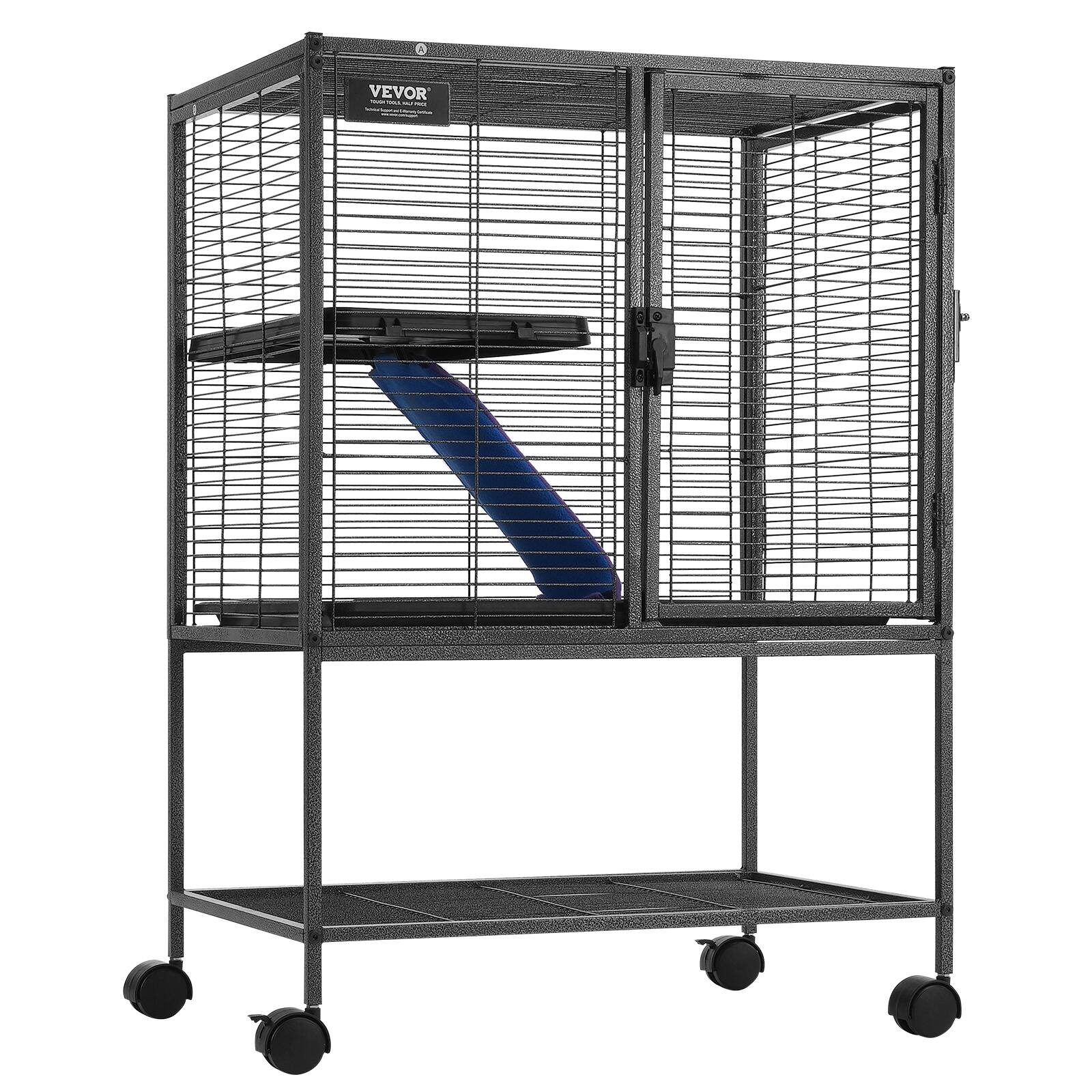 Alt View 5. VEVOR - 34" Rolling Metal Ferret Cage, Large 2-Tier Critter Nation Cage, Small Animal Cage with Ramps & Tray, Easy to Set up.