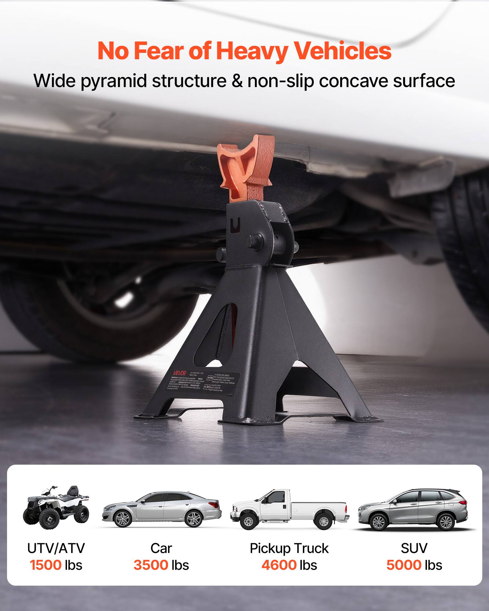 No Fear of Heavy Vehicles  
Wide pyramid structure & non-slip concave surface  

UTV/ATV 1500 lbs  
Car 3500 lbs  
Pickup Truck 4600 lbs  
SUV 5000 lbs
