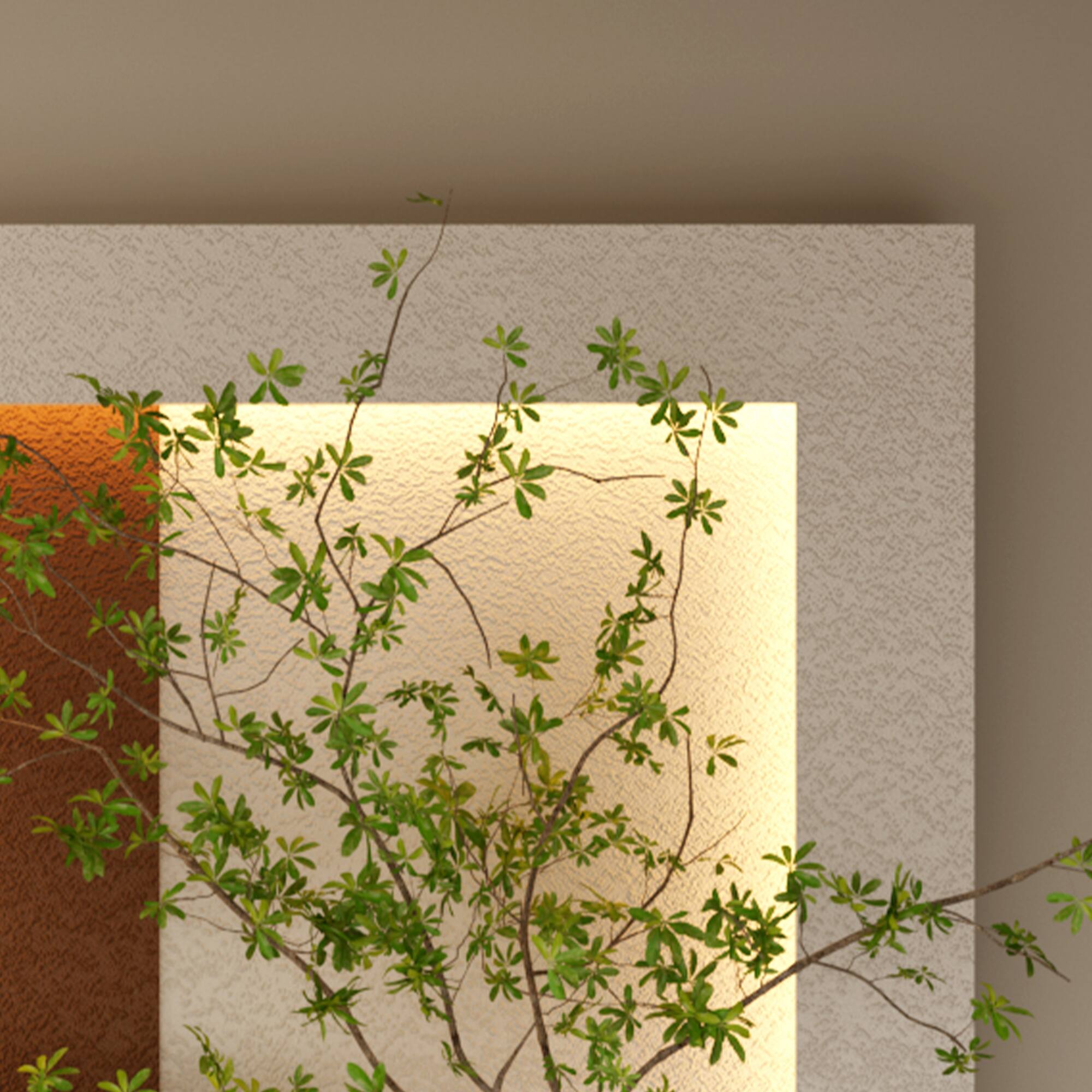 Left. GOODSILO - Adjustable LED Sandstone Wall Decor with Simulated Plants and Glass Vase - Remote Control Light Strips for Home Decor - Light Coffee.