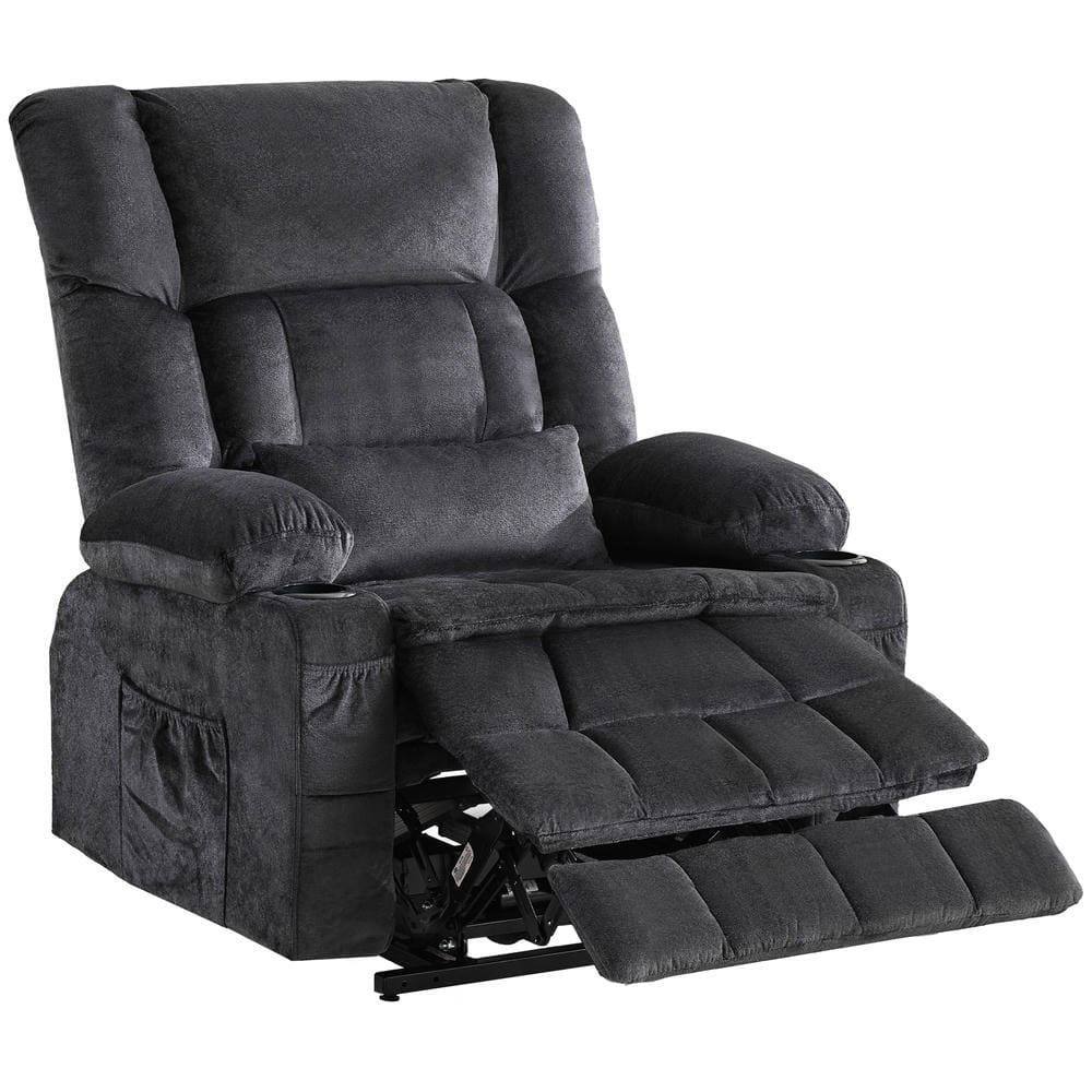 Alt View 9. Kadyn - Dual Motor Power Lift Recliner, Lay-Flat 180°, Kneading Massage & Heat, USB Ports - Gray.