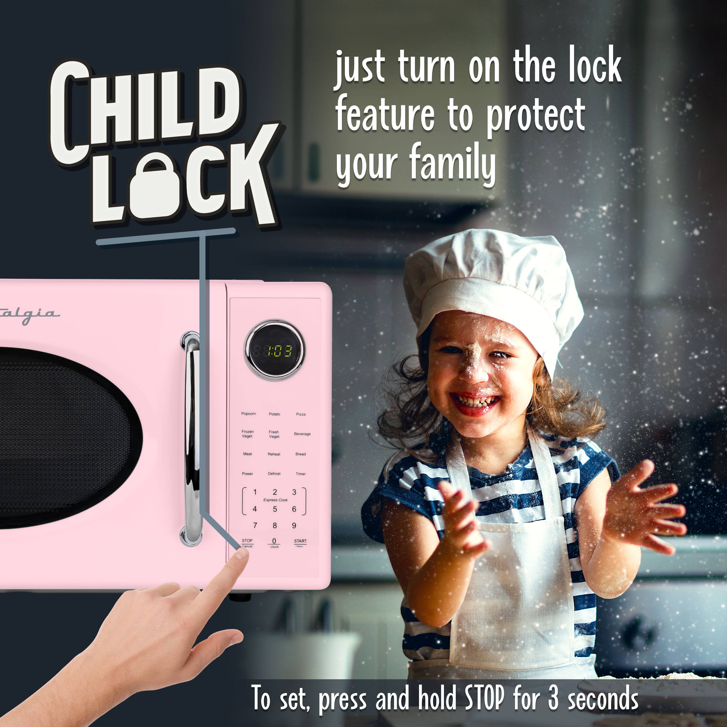 Just turn on the lock feature to protect your family.

To set, press and hold STOP for 3 seconds.