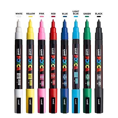 WHITE YELLOW PINK RED BLUE LIGHT BLUE GREEN BLACK

uni POSCA