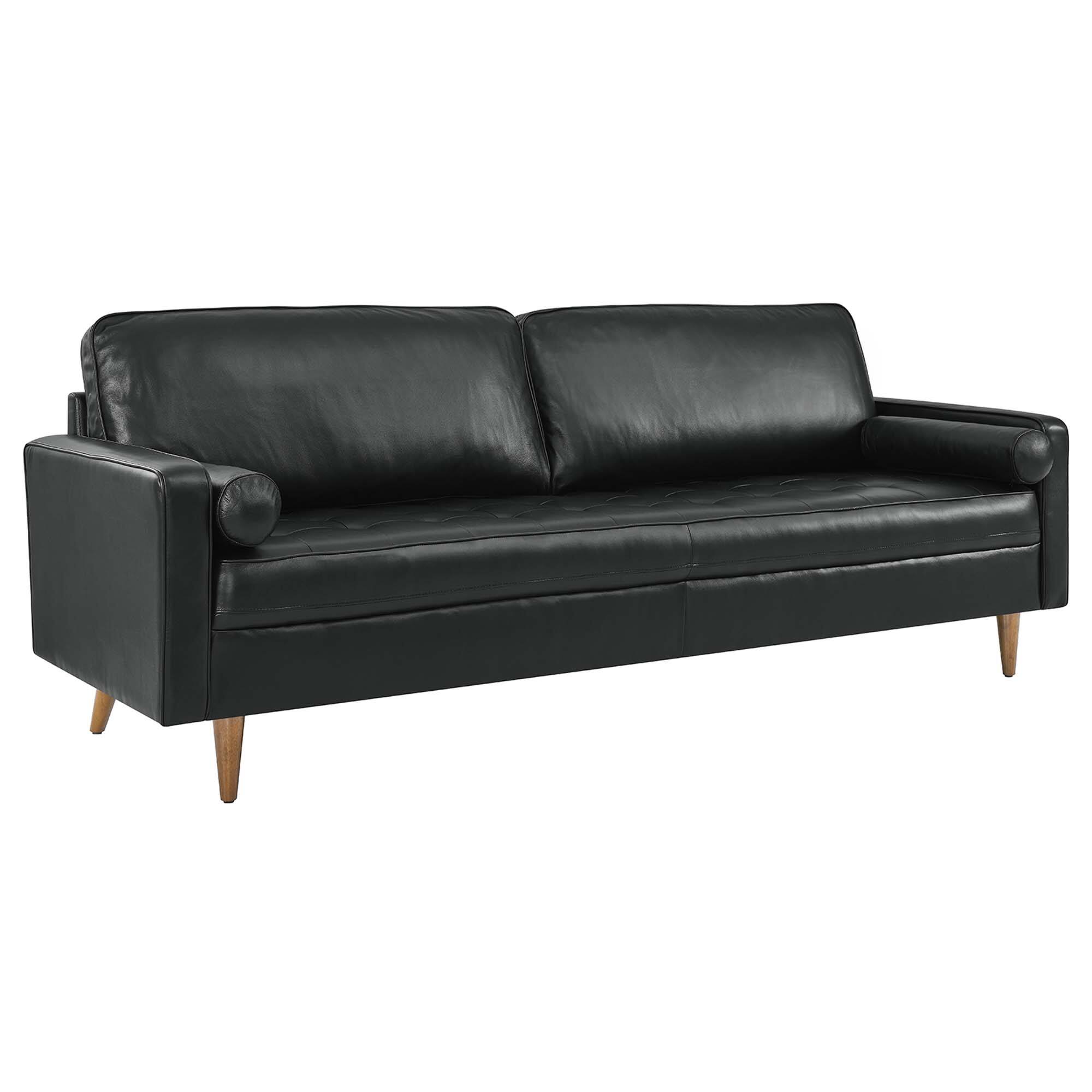 Angle. Modway - Valour 88" Leather Sofa by Modway - Black.