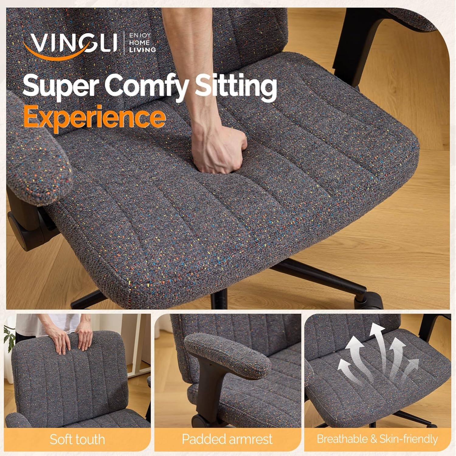 ENJOY VINGLI HOME LIVING Super Comfy Sitting Experience Soft touch Padded armrest Breathable & Skin-friendly
