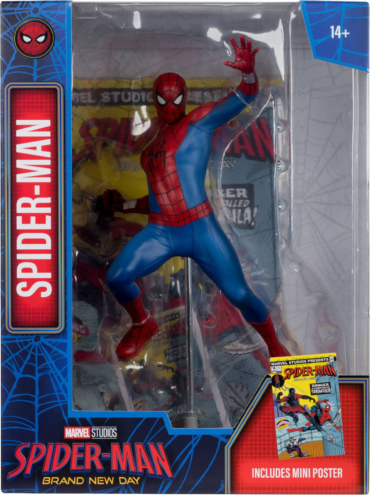 14+ NEL STUDI ES MAN SPL AN ARA AY SER OLLED SPIDER-MAN ILA! UNG MD DUNGER CRANTU STUDIOS PRESENTS MARVEL 4 SPIDER-MAN BRAND NEW DAY INCLUDES MINI POSTER