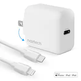 Naztech - 20W PD Wall Charger + USB-C to Lightning 4ft Cable - White