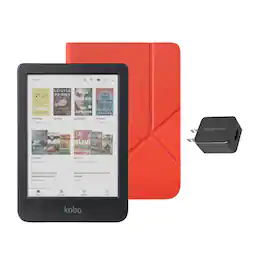 Kobo - Clara Colour eReader (Black) with and AC Bundle - 2024 - Cayenne Red SleepCover