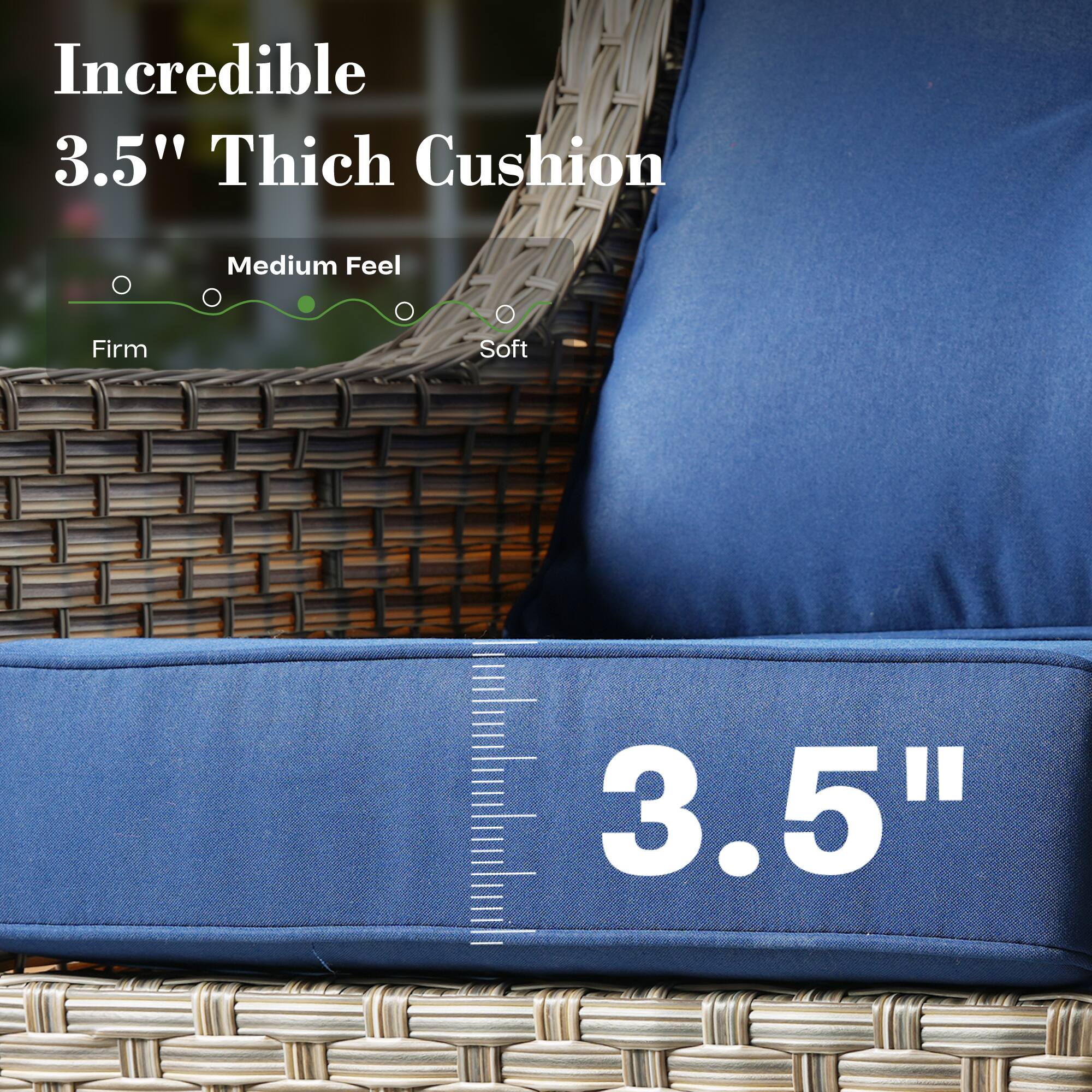 Incredible 3.5" Thick Cushion  
Medium Feel  
Firm  
Soft  
3.5"